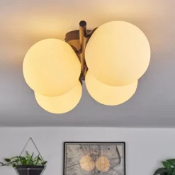 hofstein Gastor Plafonnier, Boule lumineuse Blanc, 4 lumières