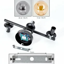 hofstein Gastor Plafonnier, Boule lumineuse Ambre, Fumé, 3 lumières