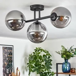 hofstein Gastor Plafonnier, Boule lumineuse Fumé, 3 lumières
