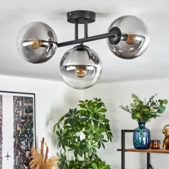 hofstein Gastor Plafonnier, Boule lumineuse Clair, Fumé, 3 lumières