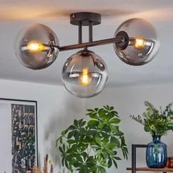 hofstein Gastor Plafonnier, Boule lumineuse Clair, Fumé, 3 lumières