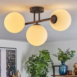 hofstein Gastor Plafonnier, Boule lumineuse Blanc, 3 lumières