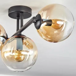 hofstein Gastor Plafonnier, Boule lumineuse Ambre, Clair, 3 lumières