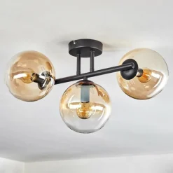 hofstein Gastor Plafonnier, Boule lumineuse Ambre, Clair, 3 lumières