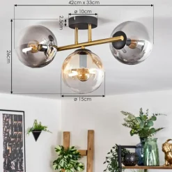 Lampes Dorées-hofstein Gastor Plafonnier, Boule lumineuse Or, Noir, 3 lumières