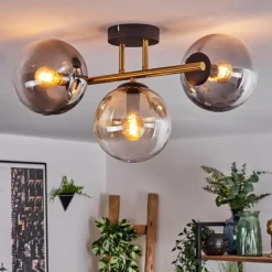 Lampes Dorées-hofstein Gastor Plafonnier, Boule lumineuse Or, Noir, 3 lumières