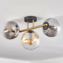 Lampes Dorées-hofstein Gastor Plafonnier, Boule lumineuse Or, Noir, 3 lumières