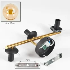 hofstein Gastor Plafonnier, Boule lumineuse 42 cm Or, Noir, 3 lumières