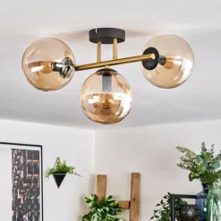 hofstein Gastor Plafonnier, Boule lumineuse 42 cm Or, Noir, 3 lumières