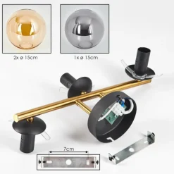 Lampes Dorées-hofstein Gastor Plafonnier, Boule lumineuse 42 cm Or, Noir, 3 lumières