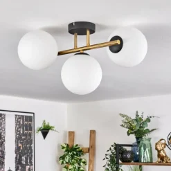 hofstein Gastor Plafonnier, Boule lumineuse 42 cm Or, Noir, 3 lumières