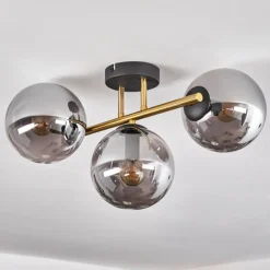 Lampes Dorées-hofstein Gastor Plafonnier, Boule lumineuse 42 cm Or, Noir, 3 lumières