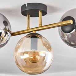 Lampes Dorées-hofstein Gastor Plafonnier, Boule lumineuse 42 cm Or, Noir, 3 lumières