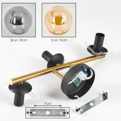 Lampes Dorées-hofstein Gastor Plafonnier, Boule lumineuse 42 cm Or, Noir, 3 lumières