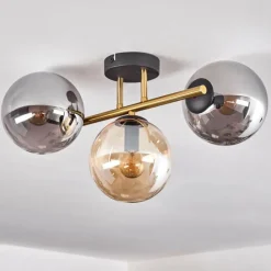 Lampes Dorées-hofstein Gastor Plafonnier, Boule lumineuse 42 cm Or, Noir, 3 lumières