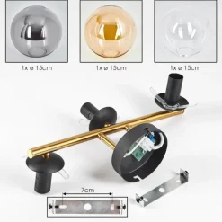 Lampes Dorées-hofstein Gastor Plafonnier, Boule lumineuse 42 cm Or, Noir, 3 lumières