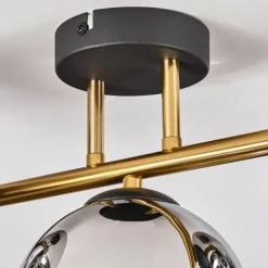 Lampes Dorées-hofstein Gastor Plafonnier, Boule lumineuse 42 cm Or, Noir, 3 lumières