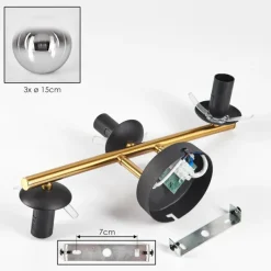 Lampes Dorées-hofstein Gastor Plafonnier, Boule lumineuse 42 cm Or, Noir, 3 lumières