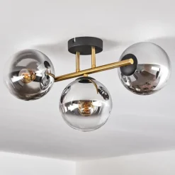 Lampes Dorées-hofstein Gastor Plafonnier, Boule lumineuse 42 cm Or, Noir, 3 lumières