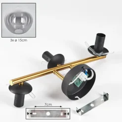 Lampes Dorées-hofstein Gastor Plafonnier, Boule lumineuse 42 cm Or, Noir, 3 lumières