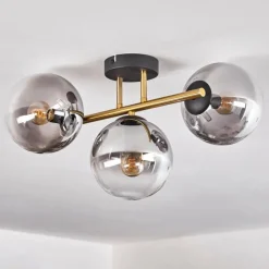 Lampes Dorées-hofstein Gastor Plafonnier, Boule lumineuse 42 cm Or, Noir, 3 lumières