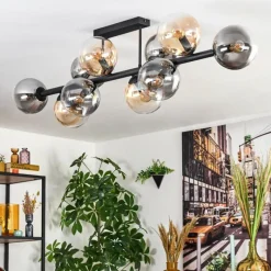 hofstein Gastor Plafonnier, Boule lumineuse Ambre, Clair, Fumé, 10 lumières