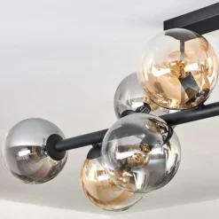 hofstein Gastor Plafonnier, Boule lumineuse Ambre, Clair, Fumé, 10 lumières