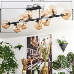 hofstein Gastor Plafonnier, Boule lumineuse Ambre, 10 lumières