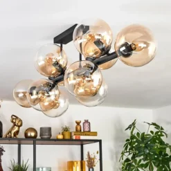 hofstein Gastor Plafonnier, Boule lumineuse Ambre, Clair, 10 lumières