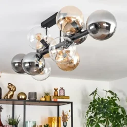 hofstein Gastor Plafonnier, Boule lumineuse Ambre, Clair, Fumé, 10 lumières