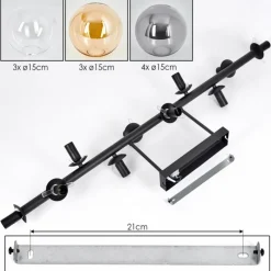 hofstein Gastor Plafonnier, Boule lumineuse Ambre, Clair, Fumé, 10 lumières