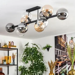 hofstein Gastor Plafonnier, Boule lumineuse Ambre, Clair, Fumé, 10 lumières