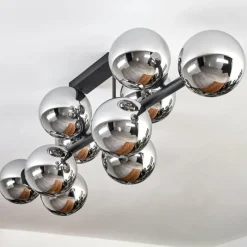 hofstein Gastor Plafonnier, Boule lumineuse Chrome, Fumé, 10 lumières