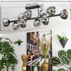 hofstein Gastor Plafonnier, Boule lumineuse Chrome, Clair, Fumé, 10 lumières