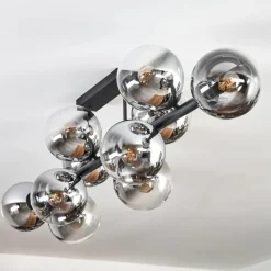 hofstein Gastor Plafonnier, Boule lumineuse Chrome, Clair, Fumé, 10 lumières