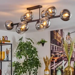 hofstein Gastor Plafonnier, Boule lumineuse Chrome, Clair, Fumé, 10 lumières