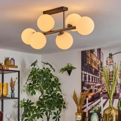 hofstein Gastor Plafonnier, Boule lumineuse Blanc, 6 lumières