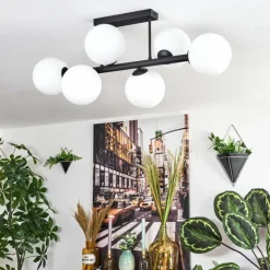 hofstein Gastor Plafonnier, Boule lumineuse Blanc, 6 lumières