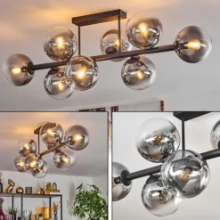 hofstein Gastor Plafonnier, Boule lumineuse Clair, Fumé, 8 lumières