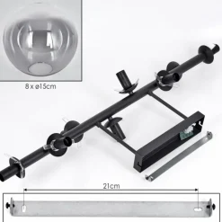 hofstein Gastor Plafonnier, Boule lumineuse Clair, Fumé, 8 lumières