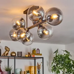 hofstein Gastor Plafonnier, Boule lumineuse Clair, Fumé, 8 lumières