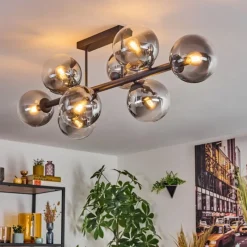 hofstein Gastor Plafonnier, Boule lumineuse Clair, Fumé, 8 lumières