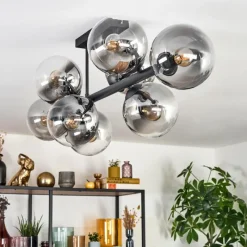 hofstein Gastor Plafonnier, Boule lumineuse Clair, Fumé, 8 lumières