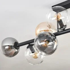 Suspension Verre Fumé-hofstein Gastor Plafonnier, Boule lumineuse Ambre, Clair, Fumé, 10 lumières