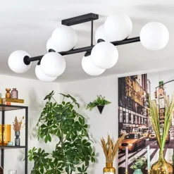 hofstein Gastor Plafonnier, Boule lumineuse Blanc, 10 lumières