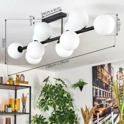 hofstein Gastor Plafonnier, Boule lumineuse Blanc, 10 lumières