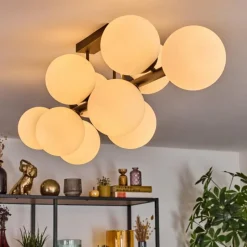 hofstein Gastor Plafonnier, Boule lumineuse Blanc, 10 lumières