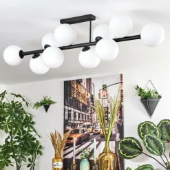 hofstein Gastor Plafonnier, Boule lumineuse Blanc, 10 lumières