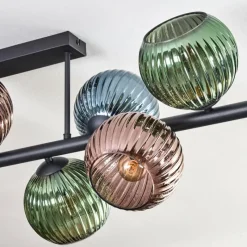 hofstein Gastor Plafonnier, Boule lumineuse Bleu, Vert, Cuivré, 10 lumières