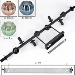hofstein Gastor Plafonnier, Boule lumineuse Bleu, Vert, Cuivré, 10 lumières